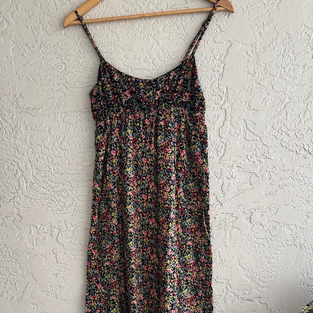 Floral Maxi Dress with Pink & Green Accents